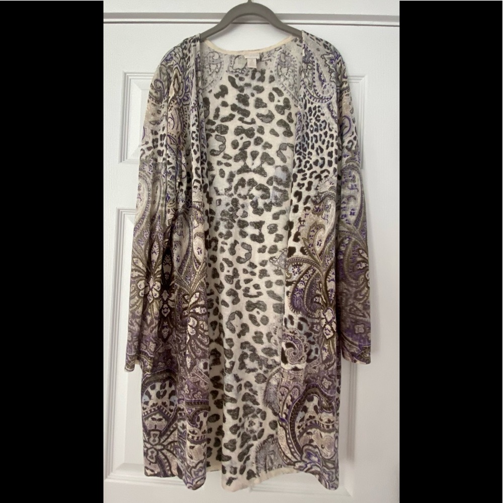 🦒 ANIMAL PRINT OPEN FRON CHICO’S CARDIGAN